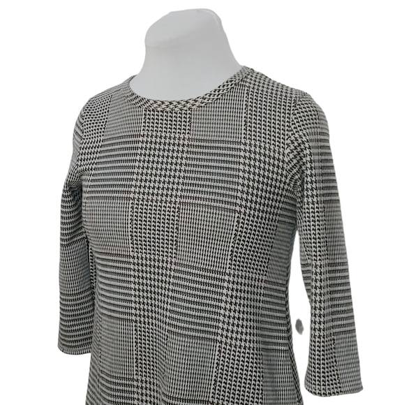 NWT BRIT & BRI gray houndstooth cropped sleeve a-line girls dress - Picture 3 of 10